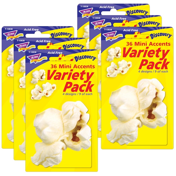 Trend Enterprises Popcorn Mini Accents Variety Pack, 36 Per Pack, PK6 T10838 - main